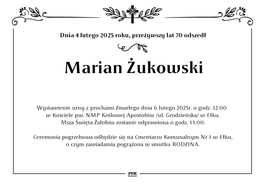 Marian Żukowski - nekrolog